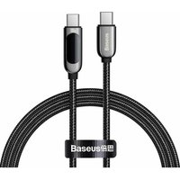 Basetech - Baseus usb Typ c - usb Typ c Kabel 100 w (20 v / 5 a) 1 m Power Delivery mit Display Powermeter schwarz (CATSK-B01) von Basetech