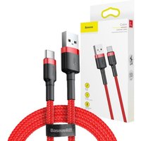 Basetech - Baseus Cafule Cable durabel Kabel mit Nylon geflochtenes Ladekabel usb / usb-c QC3.0 2A 2M rot (CATKLF-C09) von Basetech