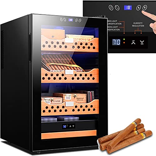 BASHOW Elektrischer Zigarren-Humidor-Kühler, 70 L Zigarren-Humidor-Schrankbox, intelligenter elektronischer Zigarrenschrank, mit abnehmbarem Zedernholzregal, 72,5 x 52,5 x 45 cm,Black von BASHOW