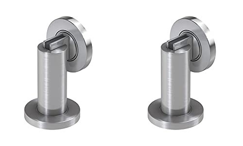 BASI | 2er Set Magnet-Türfeststeller für Bodenmontage und Wandmontage | aus Edelstahl | magnetischer Türhalter in Silber | inkl. Befestigungsmaterial | 2 Stück von BASI