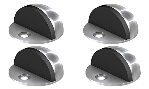 BASI | 4er Set Türstopper für Bodenmontage | aus Edelstahl | Türhalter | Türpuffer | Bodentürstopper in Silber | Schutz für Wand und Möbel | 4 Stück von BASI
