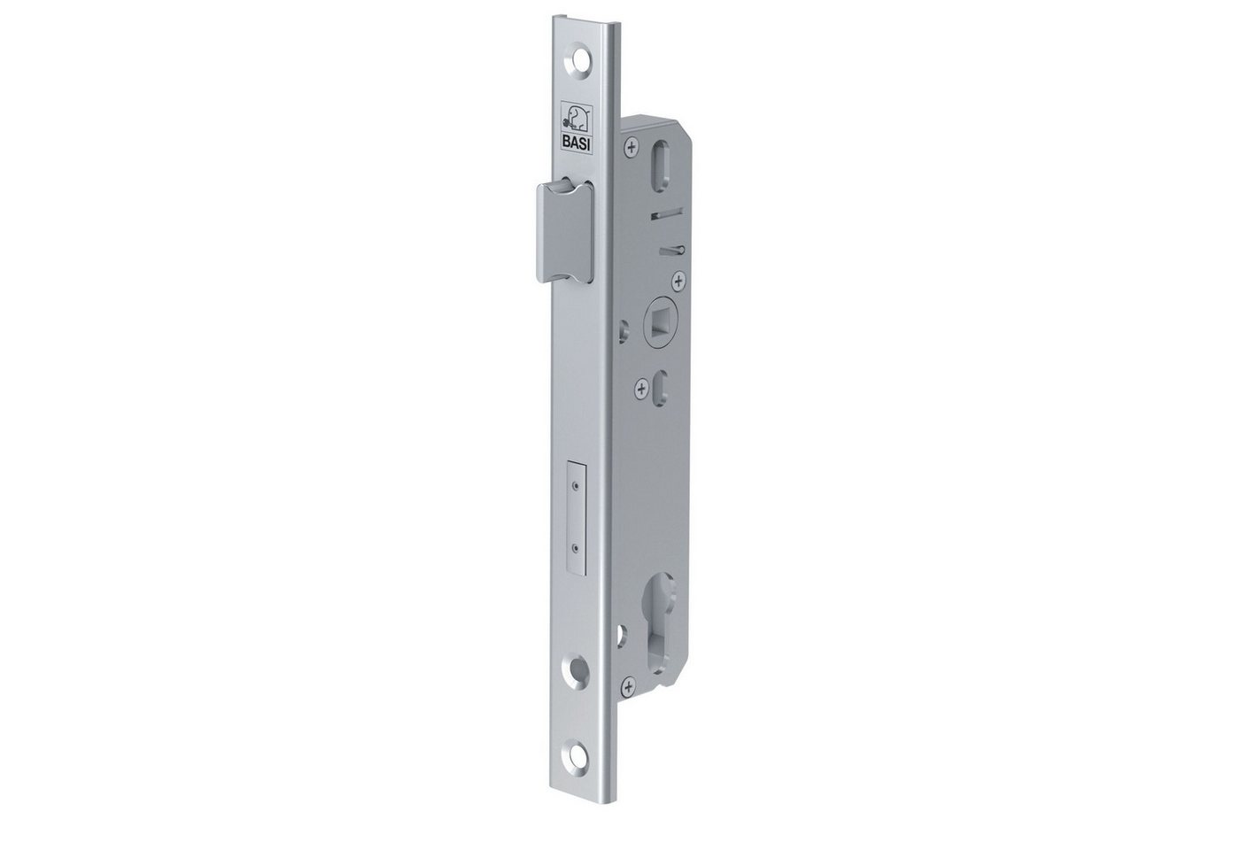 BASI Rohrrahmenschloss Einsteckschloss mit drehbarer Falle, Dornmaß 40 mm, Packung, PZ-Lochung, Dornmaß 30 mm, U-Stulp 24 mm aus Edelstahl, DIN R/L von BASI