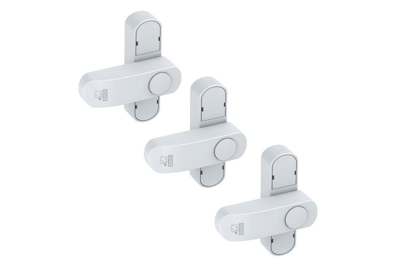 BASI Fensterbeschlag Fenstersicherung (Spar-Set, 3 St), 1-flügelige Fenster, Sperrbügel, Druckknopfsicherung, Weiß, 3 Stück von BASI