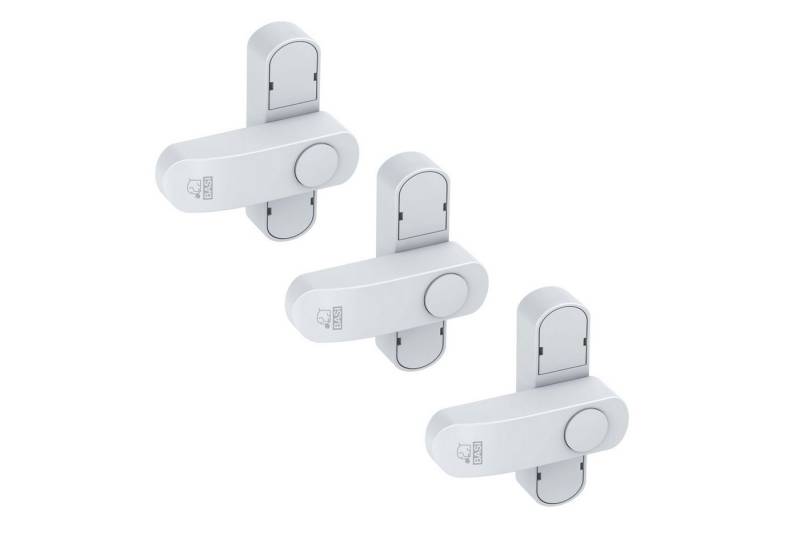 BASI Fensterbeschlag Fenstersicherung (Spar-Set, 3 St), 1-flügelige Fenster, Sperrbügel, Druckknopfsicherung, Weiß, 3 Stück von BASI