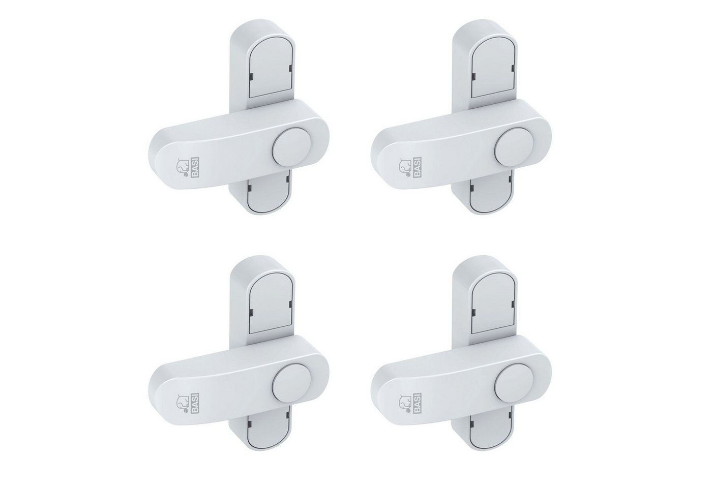 BASI Fensterbeschlag Fenstersicherung (Spar-Set, 4 St), 1-flügelige Fenster, Sperrbügel, Druckknopfsicherung, Weiß, 4 Stück von BASI