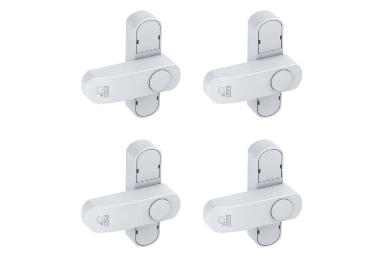 BASI Fensterbeschlag Fenstersicherung (Spar-Set, 4 St), 1-flügelige Fenster, Sperrbügel, Druckknopfsicherung, Weiß, 4 Stück von BASI
