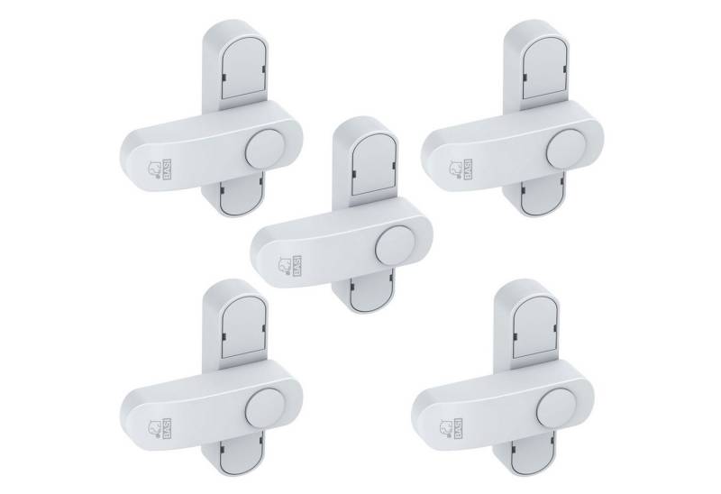 BASI Fensterbeschlag Fenstersicherung (Spar-Set, 5 St), 1-flügelige Fenster, Sperrbügel, Druckknopfsicherung, Weiß, 5 Stück von BASI