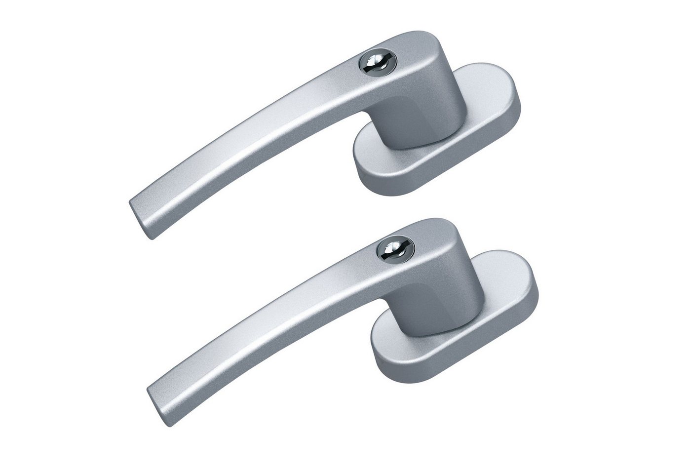 BASI Fenstergriff mit Druckknopfsicherung, 2x Fenstergriff - Silber, (Spar-Set, 2-tlg), Aluminium, abschließbar, GL, inkl. 2 Schlüssel/Griff, 2er Set, Silber von BASI