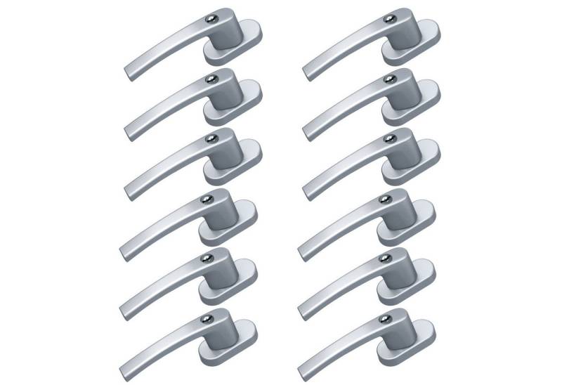 BASI Fenstergriff mit Druckknopfsicherung, 12x Fenstergriff - Silber, (Spar-Set, 12-tlg), Aluminium, abschließbar, GL, inkl. 2 Schlüssel/Griff, 12er Set, Silber von BASI