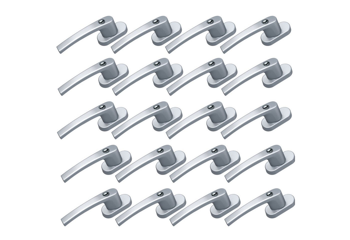 BASI Fenstergriff mit Druckknopfsicherung, 20x Fenstergriff - Silber, (Spar-Set, 20-tlg), Aluminium, abschließbar, GL, inkl. 2 Schlüssel/Griff, 20er Set, Silber von BASI