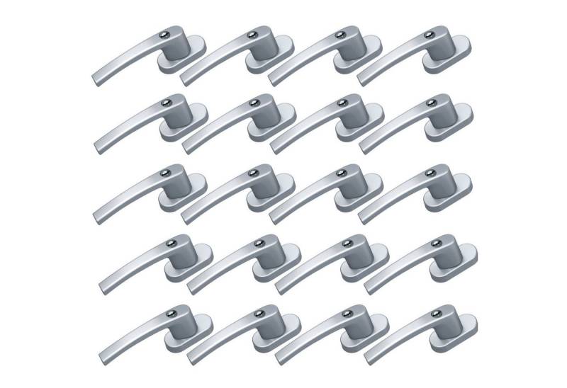 BASI Fenstergriff mit Druckknopfsicherung, 20x Fenstergriff - Silber, (Spar-Set, 20-tlg), Aluminium, abschließbar, GL, inkl. 2 Schlüssel/Griff, 20er Set, Silber von BASI