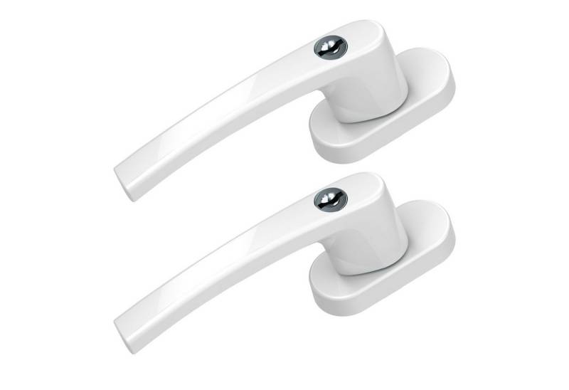 BASI Fenstergriff mit Druckknopfsicherung, 2x Fenstergriff - Weiß, (Spar-Set, 2-tlg), Aluminium, abschließbar, GL, inkl. 2 Schlüssel/Griff, 2er Set, Weiß von BASI