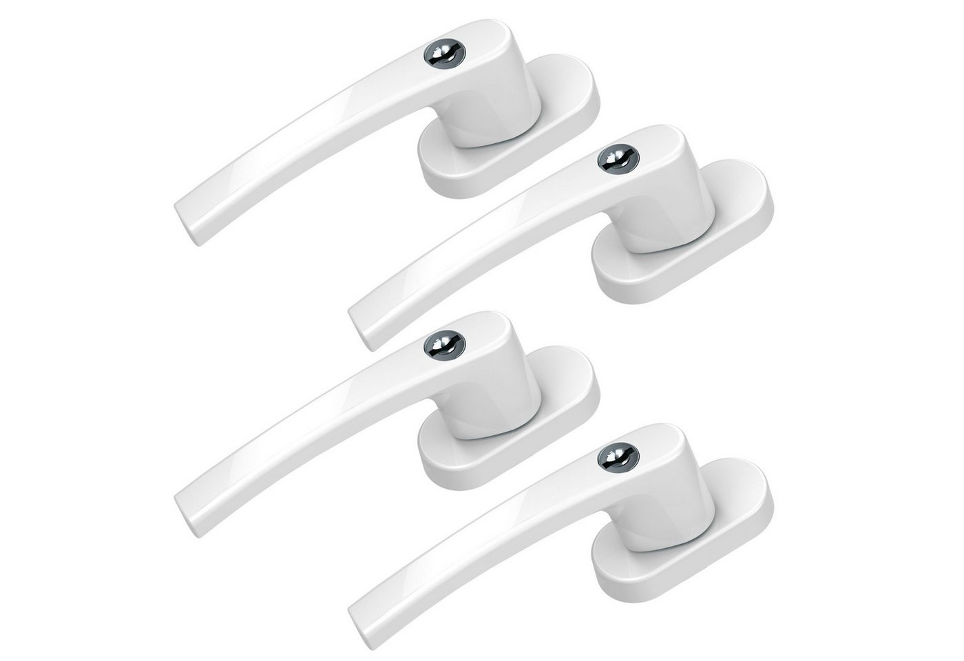 BASI Fenstergriff mit Druckknopfsicherung, 4x Fenstergriff - Weiß, (Spar-Set, 4-tlg), Aluminium, abschließbar, GL, inkl. 2 Schlüssel/Griff, 4er Set, Weiß von BASI