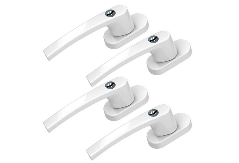 BASI Fenstergriff mit Druckknopfsicherung, 4x Fenstergriff - Weiß, (Spar-Set, 4-tlg), Aluminium, abschließbar, GL, inkl. 2 Schlüssel/Griff, 4er Set, Weiß von BASI