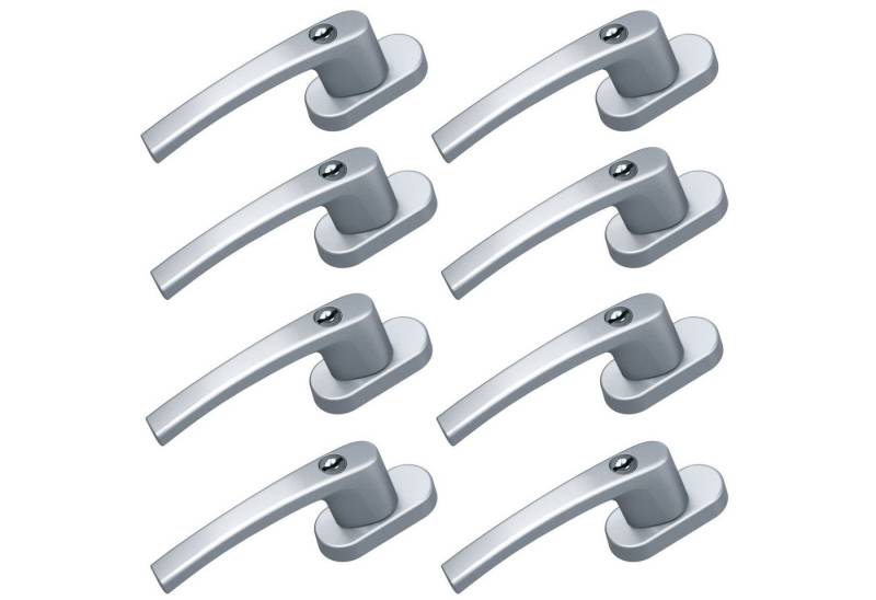 BASI Fenstergriff mit Druckknopfsicherung, 8x Fenstergriff - Silber, (Spar-Set, 8-tlg), Aluminium, abschließbar, GL, inkl. 2 Schlüssel/Griff, 8er Set, Silber von BASI