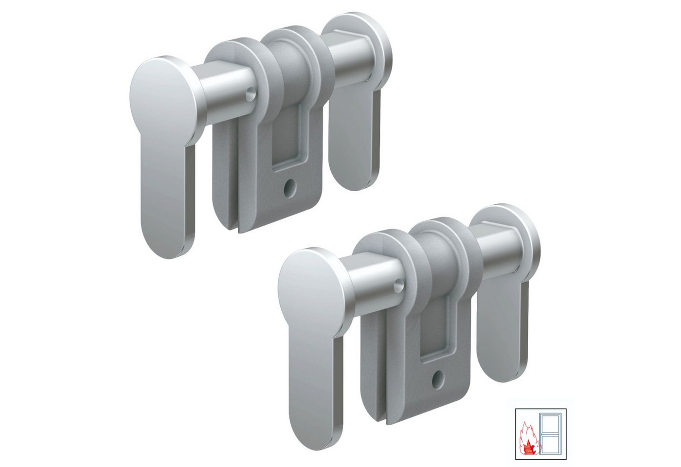 BASI Schließzylinder Universal-Blindzylinder, (Spar-Set, 2-St), für Türstärken 50-84 mm, matt vernickelt, T90 FH-Türen, 2er Set von BASI