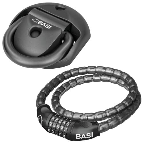 BASI | Set aus Wandanker Bodenanker mit Panzerschloss und 5-stelligen Zahlencode | Diebstahlsicherung für Fahrrad E-Bike Motorad Roller Scooter Bike Lock | Befestigungsanker | Hohe Sicherheit von BASI