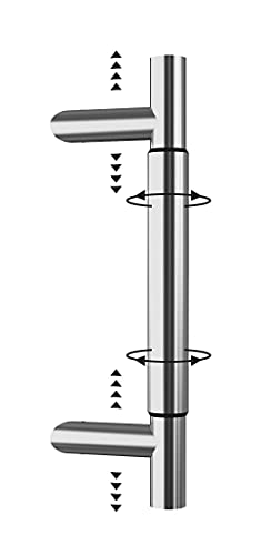 BASI Stoßgriff variabel aus Edelstahl | Türbeschlag Türgriff außen | Stangengriff mit einstellbarer Gesamtlänge 400-600 mm | 45° Schräg | Für alle Haustüren | inkl. Montageset | Flexibel von BASI