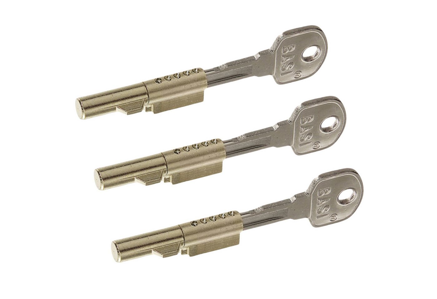 BASI Türriegel Schlüssellochsperrer für Buntbart-Schlösser, (Packung, 3-tlg), 3er Set, Gleichschließend, Sicherung BB-Schloss, 3 Stück, 6 Schlüssel von BASI