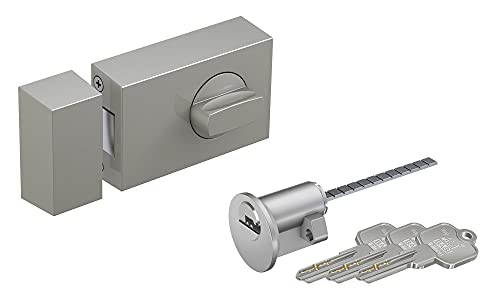 BASI | Türzusatzschloss mit Außenzylinder im SET | Drehknauf innen | Zylinder mit Wendeschlüssel | massiver Riegel | Zusatzsicherung für Haus- und Wohnungstüren | Dornmaß 60 mm | Eckig BASI | Türzusatzschloss mit Außenzylinder im SET | Drehknauf innen | Zylinder mit Wendeschlüssel | massiver Riegel | Zusatzsicherung für Haus- und Wohnungstüren | Dornmaß 60 mm | Eckig von BASI