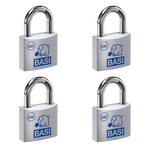 BASI | Vorhangschloss 4er Set | 20 mm | verschiedenschließend | massives Aluminium-Gehäuse | gehärteter Stahlbügel | sicheres Vorhängeschloss | Bügelstärke 3 mm | 4 Stück BASI | Vorhangschloss 4er Set | 20 mm | verschiedenschließend | massives Aluminium-Gehäuse | gehärteter Stahlbügel | sicheres Vorhängeschloss | Bügelstärke 3 mm | 4 Stück von BASI