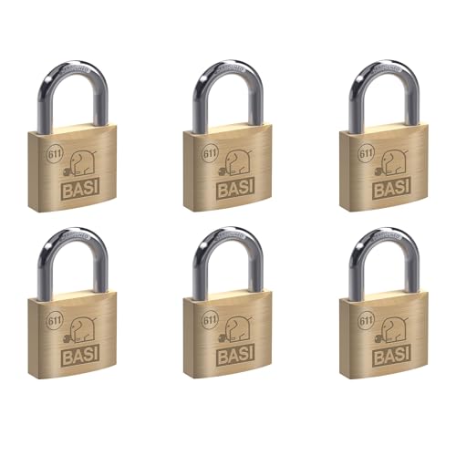 BASI | Vorhangschloss 6er Set | 30 mm | gleichschließend | massives Messing-Gehäuse | gehärteter Stahlbügel | robustes Vorhängeschloss | Bügelstärke 5 mm | 6 Stück BASI | Vorhangschloss 6er Set | 30 mm | gleichschließend | massives Messing-Gehäuse | gehärteter Stahlbügel | robustes Vorhängeschloss | Bügelstärke 5 mm | 6 Stück von BASI