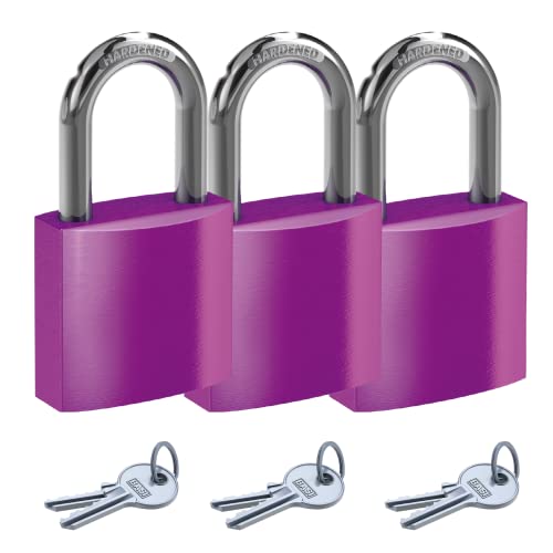BASI | Vorhangschloss bunt im 3er Set | Farbe Lila | verschiedenschließend | 38 mm | Aluminium-Gehäuse | gehärteter Stahlbügel | sicheres Vorhängeschloss | 3 Stück BASI | Vorhangschloss bunt im 3er Set | Farbe Lila | verschiedenschließend | 38 mm | Aluminium-Gehäuse | gehärteter Stahlbügel | sicheres Vorhängeschloss | 3 Stück von BASI