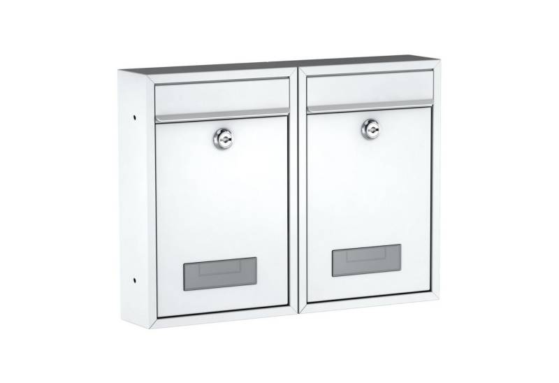 BASI Wandbriefkasten Wandbriefkasten, Maße 320 x 215 x 82 mm (Spar-Set, 2-St), 2er Set, Namensschild, Zylindersch., 2 Schlüssel, weiß matt von BASI