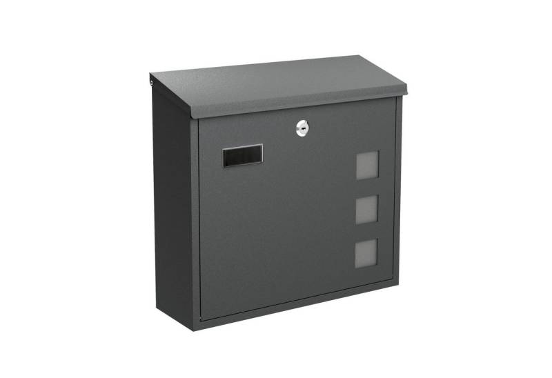 BASI Wandbriefkasten Wandbriefkasten (Packung, 1-St), mit Sichtfenster, Einwurfklappe, Namensschild, 2 Schlüssel, anthrazit von BASI