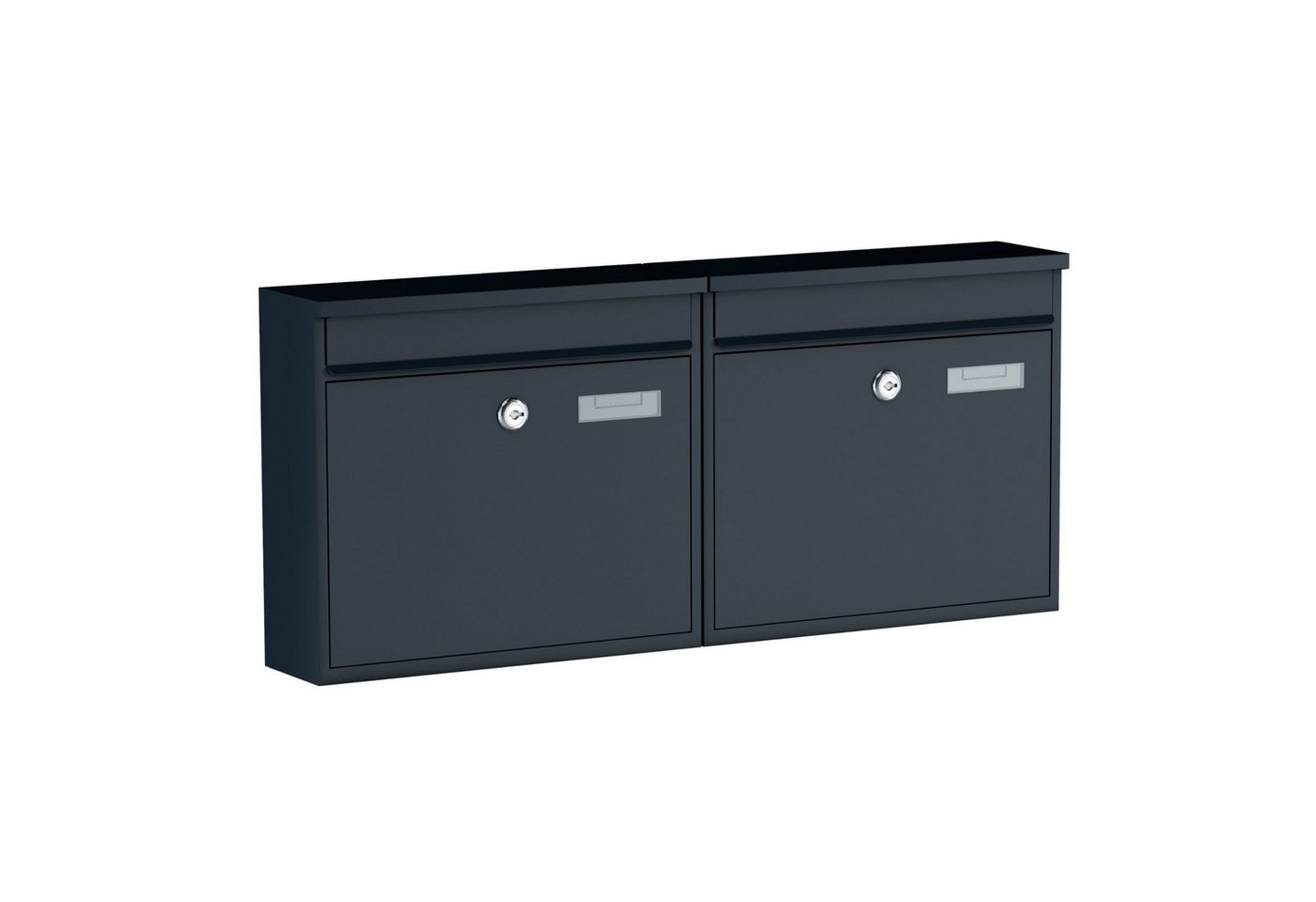 BASI Wandbriefkasten Wandbriefkasten (Spar-Set, 2-St), 2er Set anthrazit matt, Einwurfklappe vorne, Namensschild, 2 Schlüssel von BASI