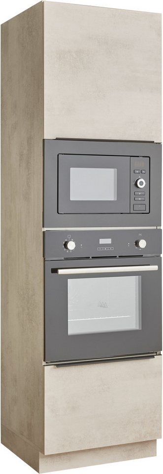 BASIC by Balculina Backofenumbauschrank Sanibel Küchenschrank, Küchenhochschrank BxHxT 60 x 210 x 58 (1-St) Mit 1 Tür und 1 Auszug, 2 offene Fächer für Backofen und Mikrowelle von BASIC by Balculina