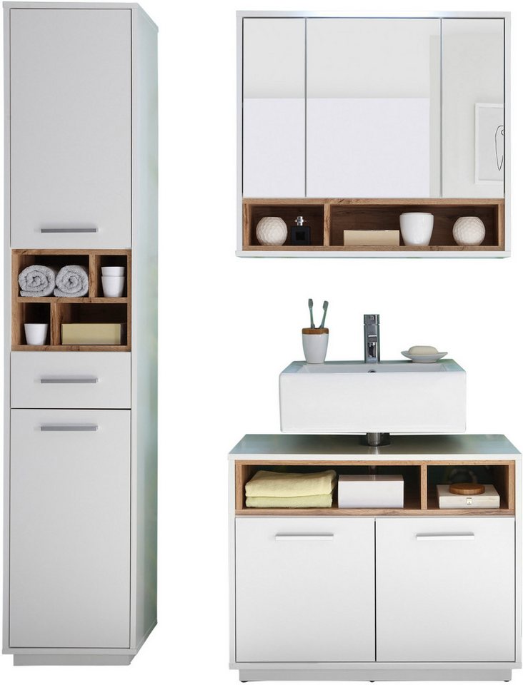 BASIC by Balculina Badmöbel-Set Mila, Badezimmerset BxHxT 118x191x40 cm, (3-St), Breite 118 cm,Badezimmerset 3-tlg, FSC-Mix 70% von BASIC by Balculina
