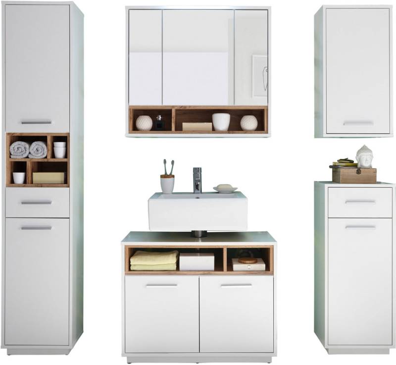 BASIC by Balculina Badmöbel-Set Mila, Badezimmerset BxHxT 156x191x40 cm, (5-St), Breite 156 cm,Badezimmerset 5-tlg, FSC-Mix 70% von BASIC by Balculina