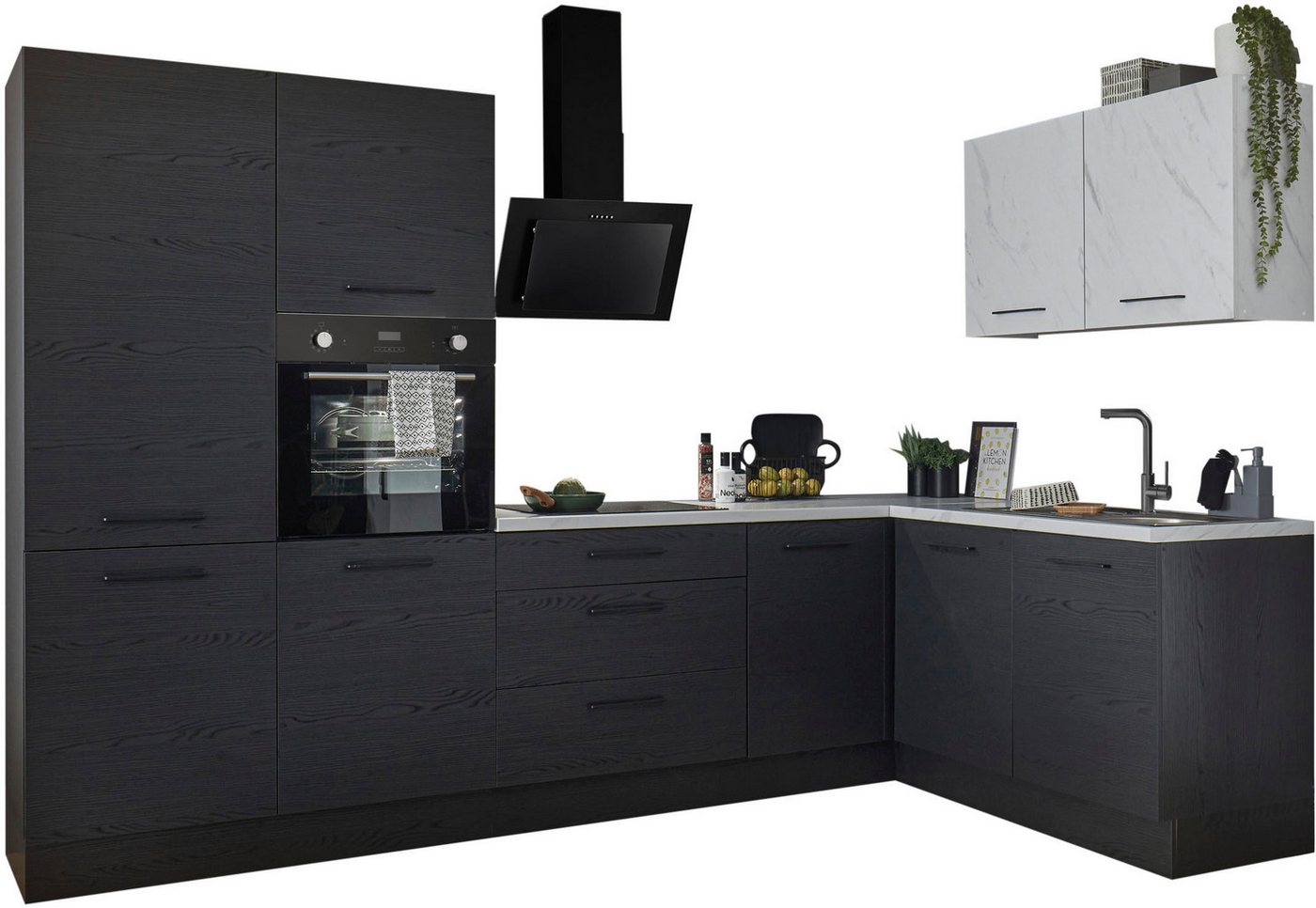 BASIC by Balculina Winkelküche Yorki, Stellmaße B/T 320x120/60 cm, wahlweise mit E-Geräten von BASIC by Balculina