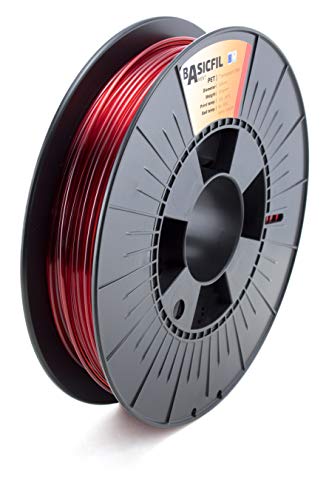 BASICFIL PETG (3D Drucker Filament), 2.85mm, 500g, Transperents Rot (Transparent Red) von BASICFIL