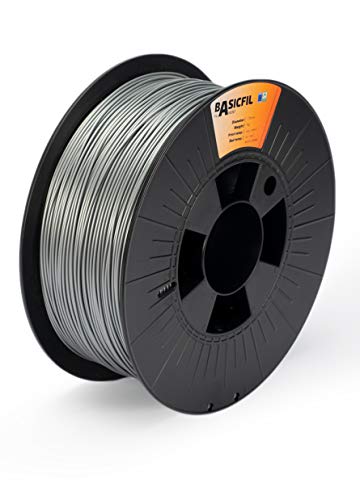 BASICFIL PLA (3D Drucker Filament), 1.75mm, 1kg, Silber (Silver) von BASICFIL
