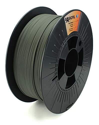 BASICFIL PLA MATT (3D Drucker Filament), 1.75mm, 1kg, Iron Grey Matte (Mattes Grau) von BASICFIL