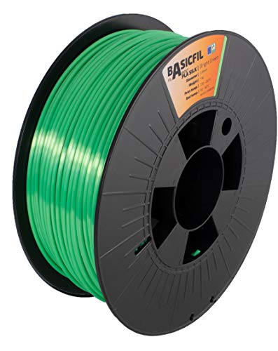 BASICFIL PLA SILK (3D Drucker Filament), 2.85mm, 1kg, Hellgrün (Bright Green) von BASICFIL