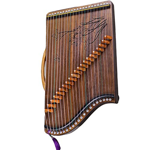 BASICM 21 Saiten Tragbarer Mini Gu Zheng, Guzheng Fingertrainer Mit Zubehör Und Griff, Geeignet Für Anfänger, Kinder, Erwachsene(Color:Und) von BASICM