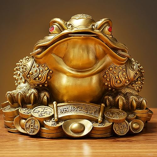 Feng Shui Geldfrosch, 14 X 13 X 9,9 cm, Dreibeinige Reichtumskröten-Froschstatue Aus Messing Zur Dekoration, Einweihungsfeier, Glückwunsch von BASICM