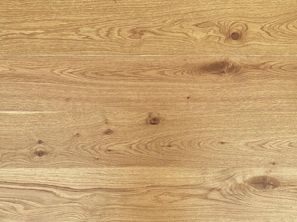 BASICfloor Holzboden Eiche rustikal 8643 matt lackiert - 12,5 mm stark, 220x18 cm, gebürstet, Multiclic, längsseitige V-Fuge von BASICfloor