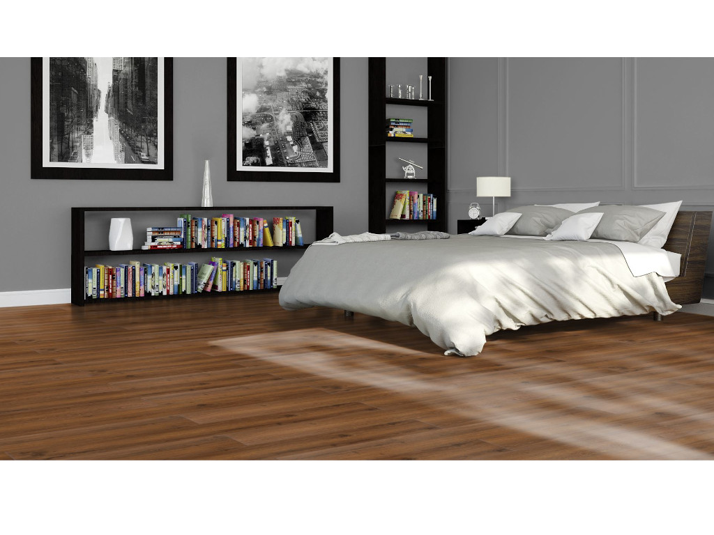 BASICfloor Laminat Trend Oak dark brown Landhausdiele - 7 mm stark, Strukturiert, 4-seitige Fase von BASICfloor