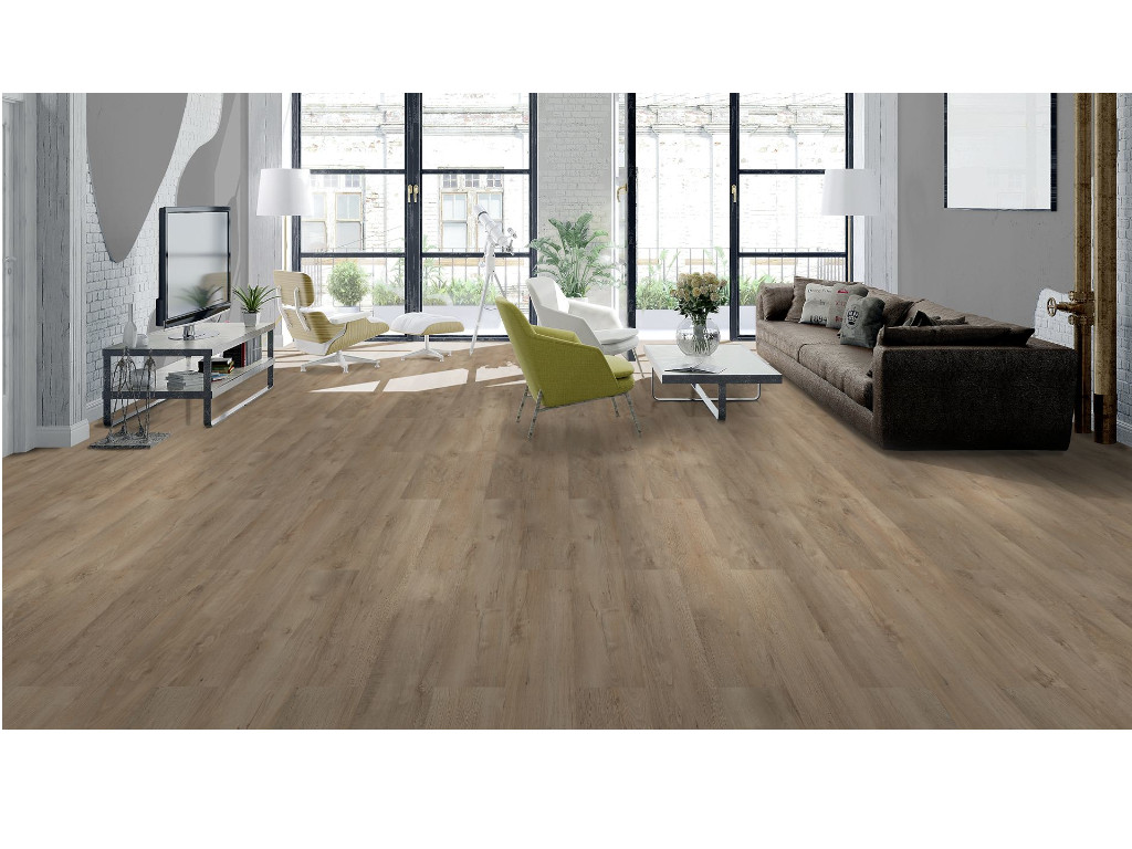 BASICfloor Laminat Trend Oak grey brown Landhausdiele - 7 mm stark, Strukturiert, ohne Fase von BASICfloor