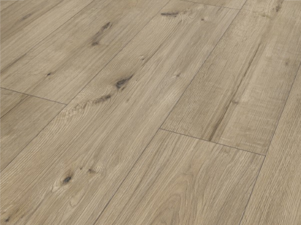 BASICfloor Laminat Trend XL WR Eiche greige Landhausdiele - Wasserresistent, XL-Breitdiele, 8 mm stark, Strukturiert, 4-seitige Fase von BASICfloor