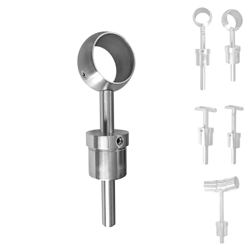 BASIT Edelstahl Handlaufträger Kugelring + starr höhenverstellbar für 42,4 mm Rohr I Handlaufträger Edelstahl zur Handlauf Befestigung auf Pfosten I Geländerhalterung Treppengeländer HT76 von BASIT