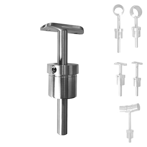 BASIT Edelstahl Handlaufträger Platte + starr höhenverstellbar für 42,4 mm Rohr I Handlaufträger Edelstahl zur Handlauf Befestigung auf Pfosten I Geländerhalterung Treppengeländer HT71 von BASIT