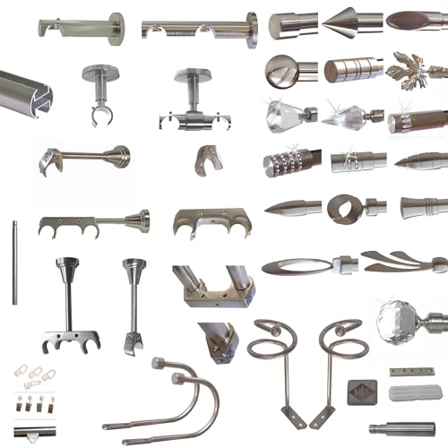 BASIT Endkappe für Gardinenstangen Ø 20mm Innenlauf I Endstück in Edelstahl Optik I 1 Stück Kappe I Kristall Spitze E37 von BASIT