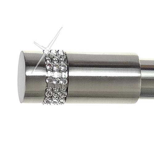 BASIT Endkappe für Gardinenstangen Ø 20mm Rohr I Endstück in Edelstahl Optik I 1 Stück Kappe I Zylinder mit Kristall E38 BASIT Endkappe für Gardinenstangen Ø 20mm Rohr I Endstück in Edelstahl Optik I 1 Stück Kappe I Zylinder mit Kristall E38 von BASIT