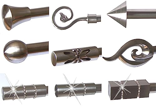 BASIT Endstück f. 16mm Gardinenstangen Edelstahl Look Kristall versch. Designs wählbar, Modell:E19 BASIT Endstück f. 16mm Gardinenstangen Edelstahl Look Kristall versch. Designs wählbar, Modell:E19 von BASIT