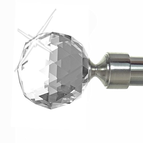 BASIT Endstück f. 20mm Gardinenstangen Edelstahl Look Kappe Disco Kristallkugel E87 von BASIT